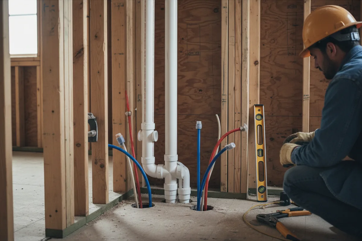 Drain and supply rough-in during Drain Cleaning in Willards